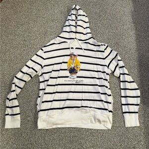 White Ralph Lauren Polo Bear Rain Jacket Sweatshirt Striped